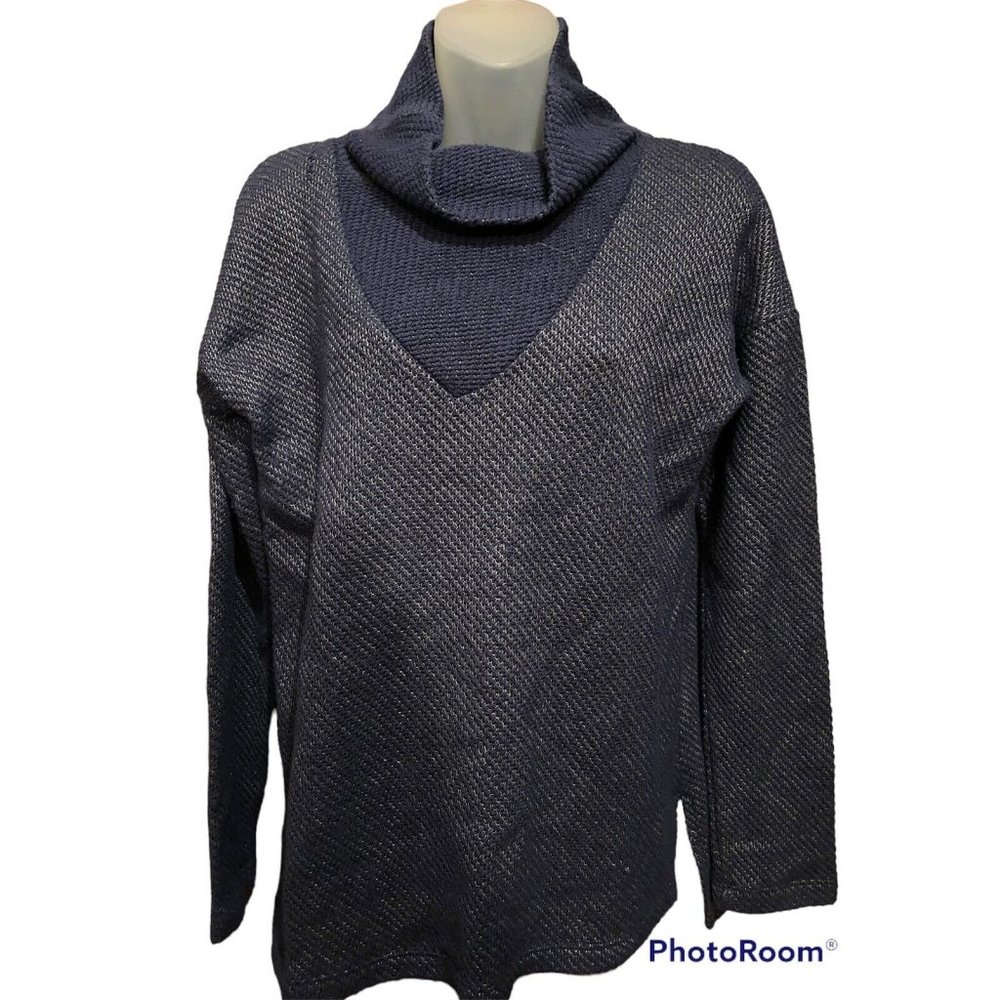 Sanctuary Anthropologie Womens Medium M Dark Blue Turtleneck Sweater Casual